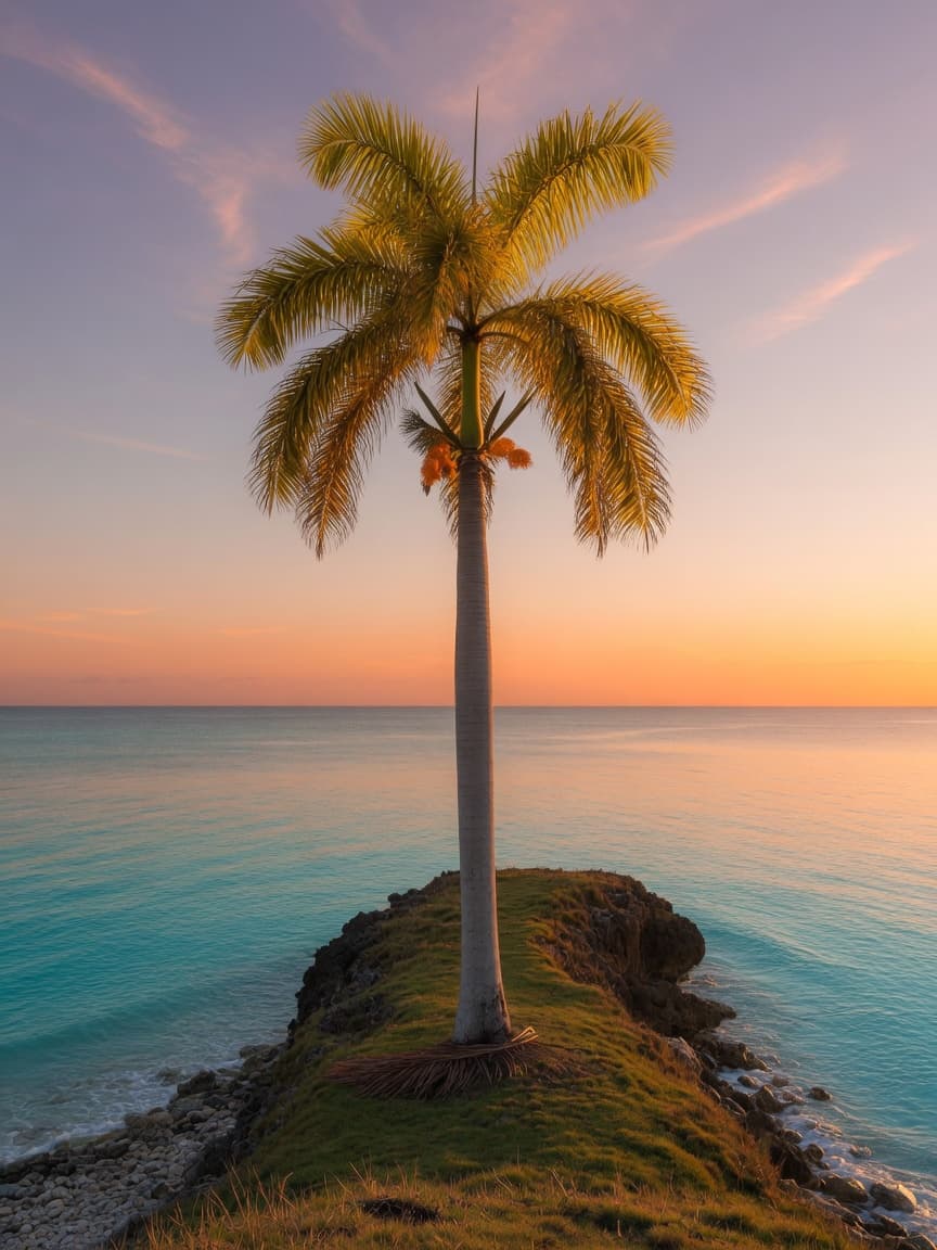 Cuban royal palm at sunrise